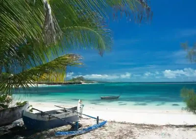 Boats by the beach in Madagascar.