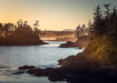 Sunrise view of Pacific Rim National Park, Vancouver island, Canada.